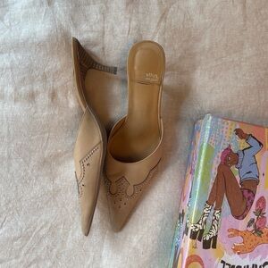 Jeffrey Campbell Tan Western Mule Kitten Heel